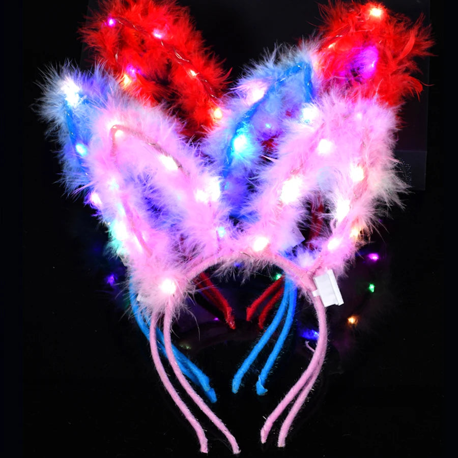 10/20/30 pcs PARTY ,EVENTS Led Glow Cat Bunny Ear Horn Hairbands Light Up Flash Headband Women Girl LED Neon Birthday Wedding Party Supplies