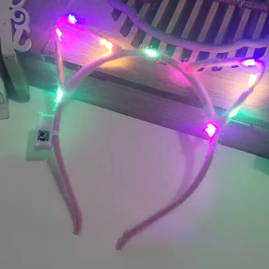 10/20/30 pcs PARTY ,EVENTS Led Glow Cat Bunny Ear Horn Hairbands Light Up Flash Headband Women Girl LED Neon Birthday Wedding Party Supplies