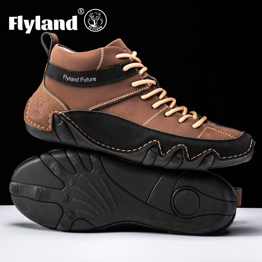 FLYLAND Men'S Fashion Sneaker Vintage Classical Handmade Dress Boot Chukka Boot Daily Casual Work Office Shoe