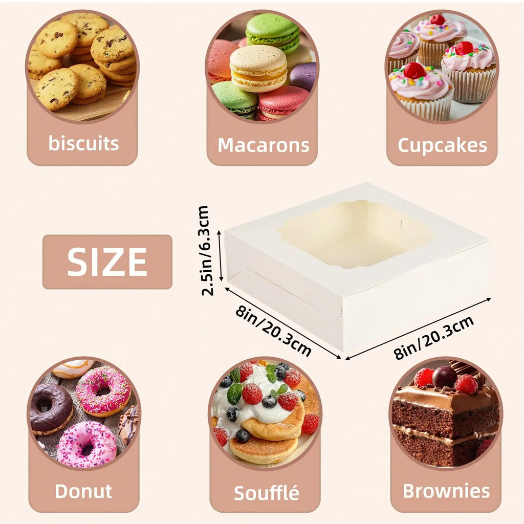 30/60Pcs Cookie Boxes with Window, 8x8x2.5 Inch Bakery Boxes for Chocolate, Pastry, Cake & Pie, Treat Boxes for Party, Wedding, Mother's Day Gift