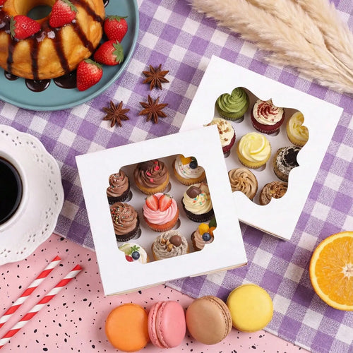 30/60Pcs Cookie Boxes with Window, 8x8x2.5 Inch Bakery Boxes for Chocolate, Pastry, Cake & Pie, Treat Boxes for Party, Wedding, Mother's Day Gift