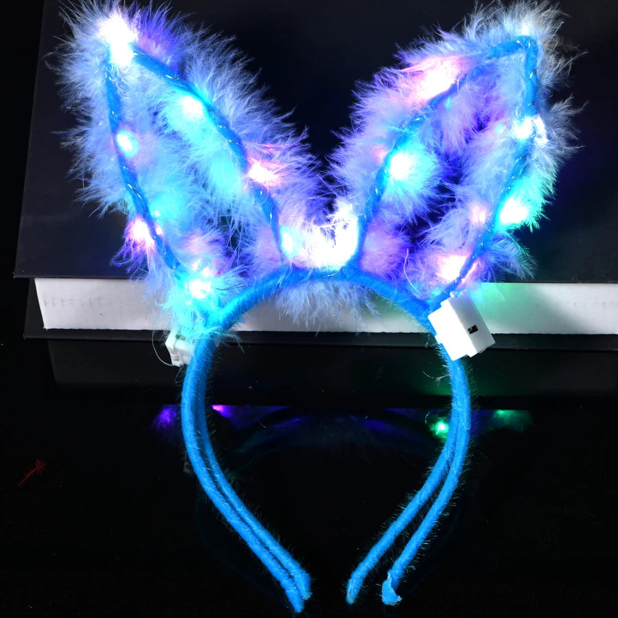 10/20/30 pcs PARTY ,EVENTS Led Glow Cat Bunny Ear Horn Hairbands Light Up Flash Headband Women Girl LED Neon Birthday Wedding Party Supplies
