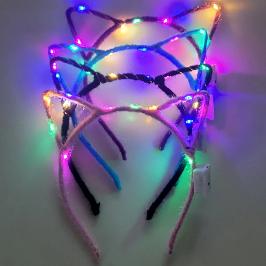 10/20/30 pcs PARTY ,EVENTS Led Glow Cat Bunny Ear Horn Hairbands Light Up Flash Headband Women Girl LED Neon Birthday Wedding Party Supplies
