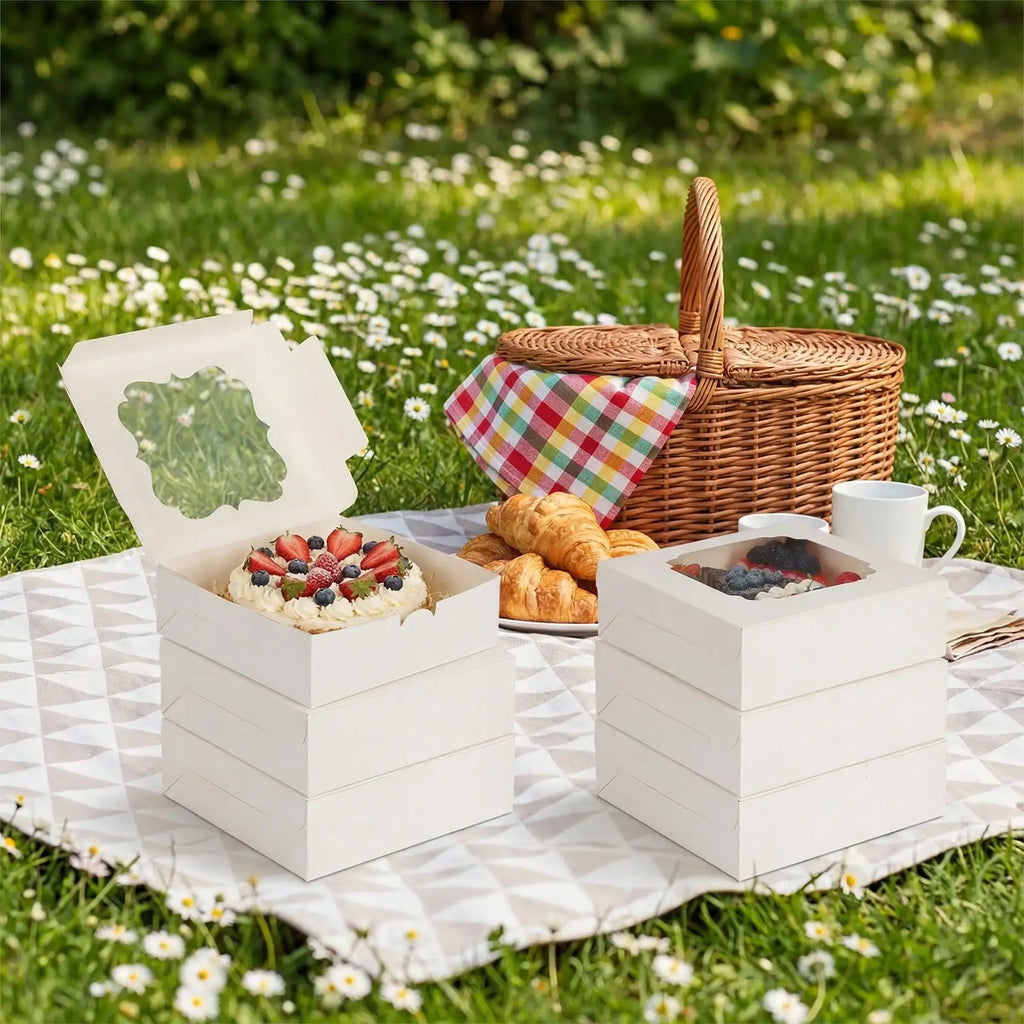 30/60Pcs Cookie Boxes with Window, 8x8x2.5 Inch Bakery Boxes for Chocolate, Pastry, Cake & Pie, Treat Boxes for Party, Wedding, Mother's Day Gift