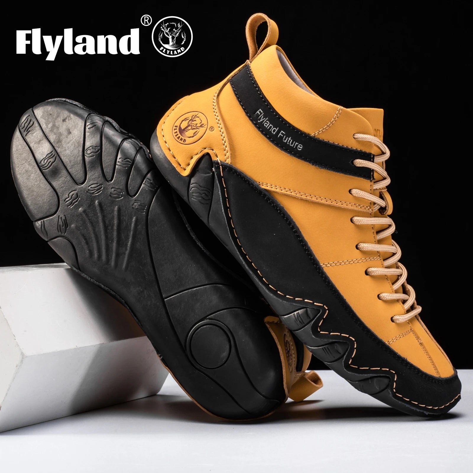 FLYLAND Men'S Fashion Sneaker Vintage Classical Handmade Dress Boot Chukka Boot Daily Casual Work Office Shoe