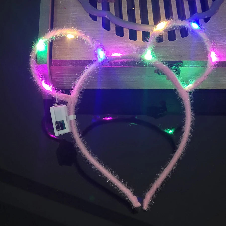 10/20/30 pcs PARTY ,EVENTS Led Glow Cat Bunny Ear Horn Hairbands Light Up Flash Headband Women Girl LED Neon Birthday Wedding Party Supplies