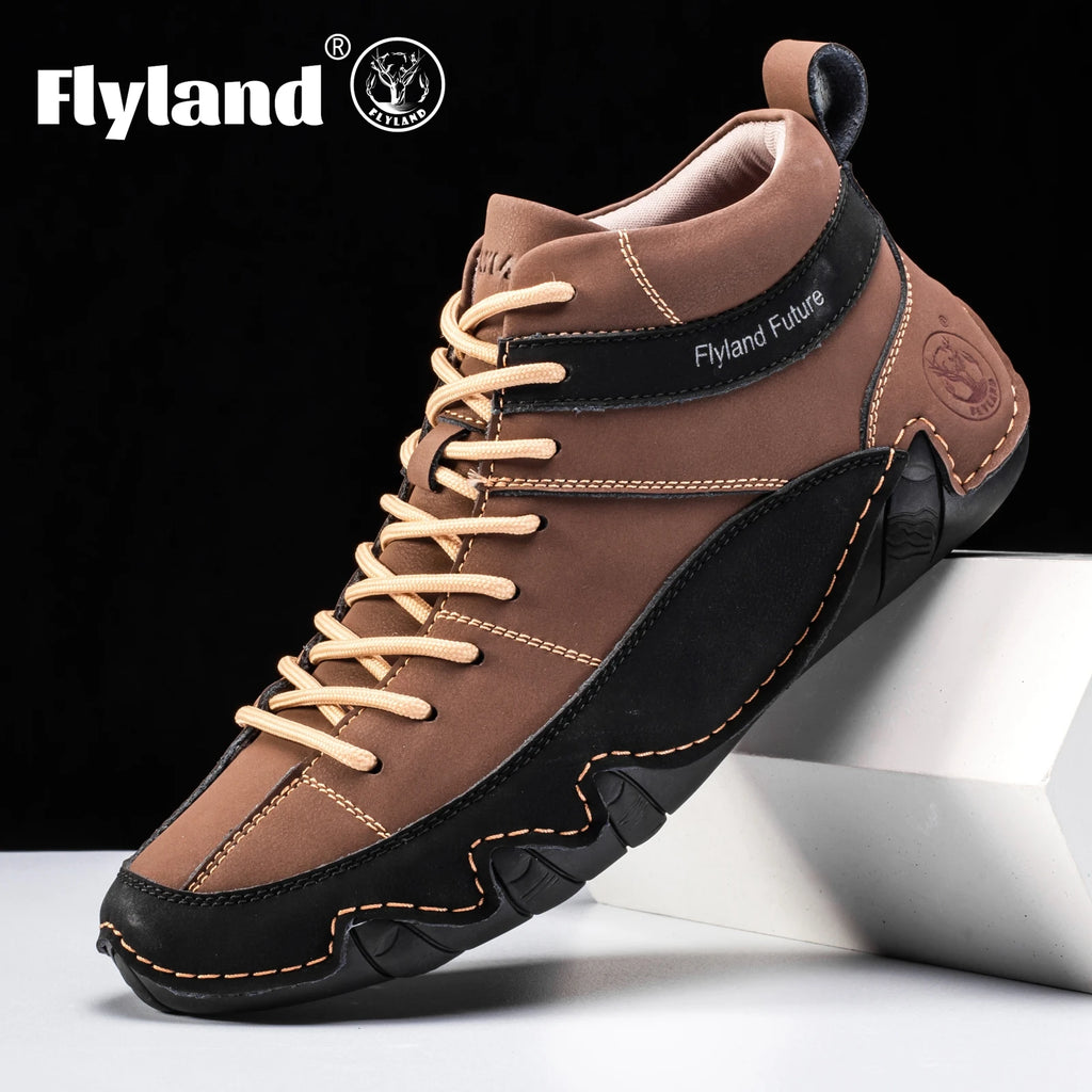 FLYLAND Men'S Fashion Sneaker Vintage Classical Handmade Dress Boot Chukka Boot Daily Casual Work Office Shoe