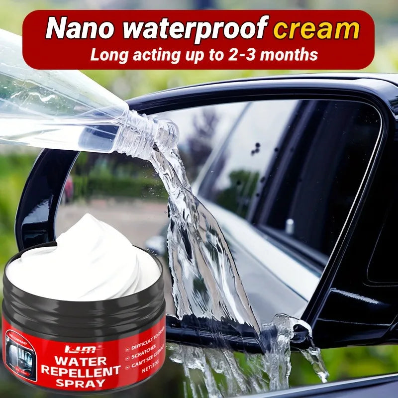 Car Glass Waterproof Paste Kit: Hydrophobic Anti-Rain/Anti-Fog Coating, Suitable for Car Windows, Mirrors & Bathroom Glass