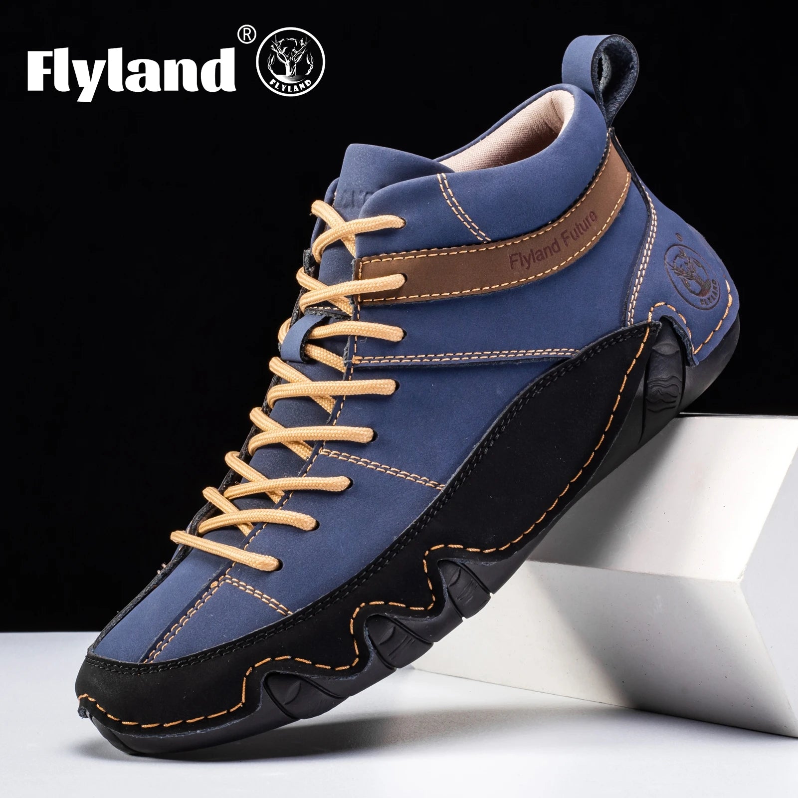FLYLAND Men'S Fashion Sneaker Vintage Classical Handmade Dress Boot Chukka Boot Daily Casual Work Office Shoe