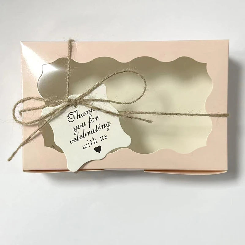 10/20Pcs Kraft Paper Cake Candy Boxes Rectangle Open Window Wedding Jewelry Chocolate Gift Packaging Boxes Baking Party Supplies