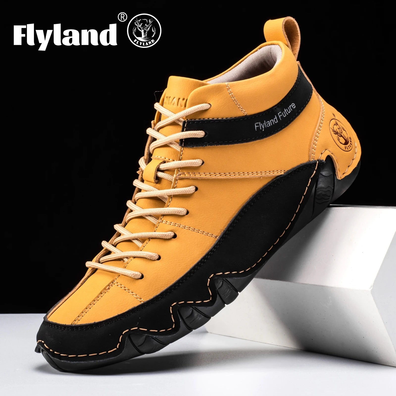 FLYLAND Men'S Fashion Sneaker Vintage Classical Handmade Dress Boot Chukka Boot Daily Casual Work Office Shoe