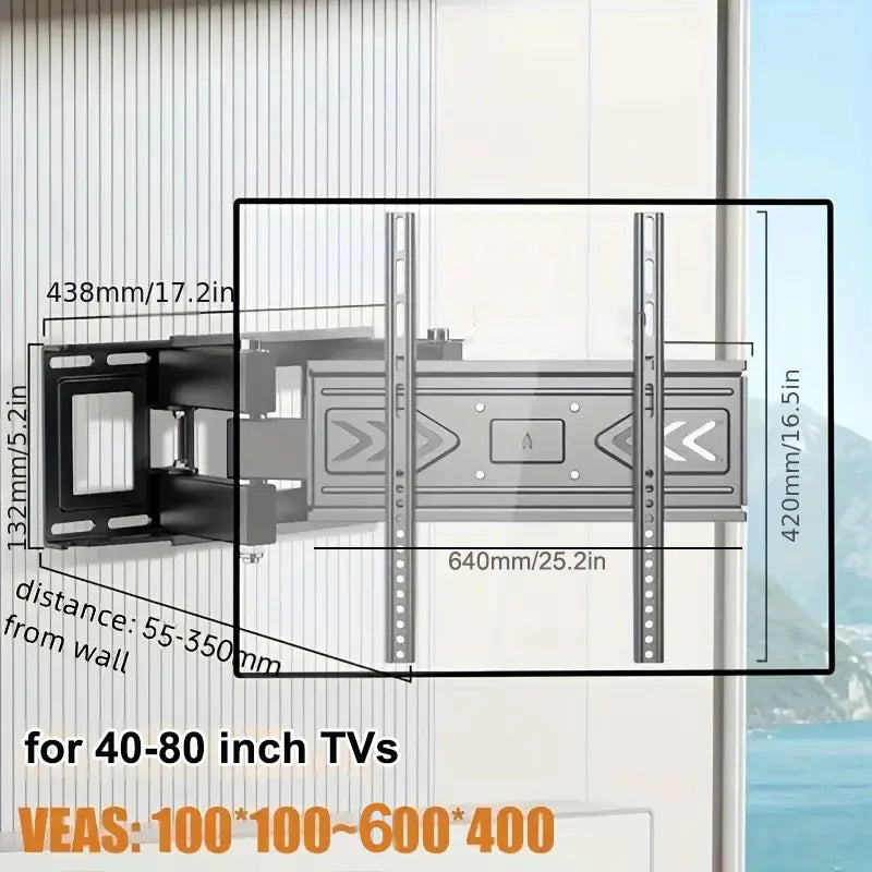 BEISHI TV Wall Mount Bracket for 40-80 Inch LED, LCD, OLED Flat Curved TVs TV Mount with Dual Swivel Arm Extend Tilting Rotation