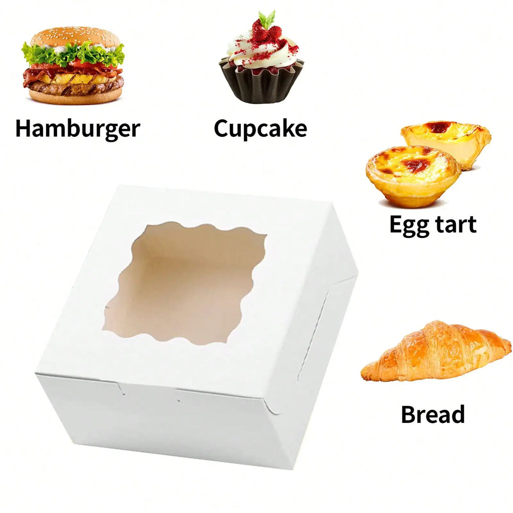 30/60Pcs Cookie Boxes with Window, 8x8x2.5 Inch Bakery Boxes for Chocolate, Pastry, Cake & Pie, Treat Boxes for Party, Wedding, Mother's Day Gift