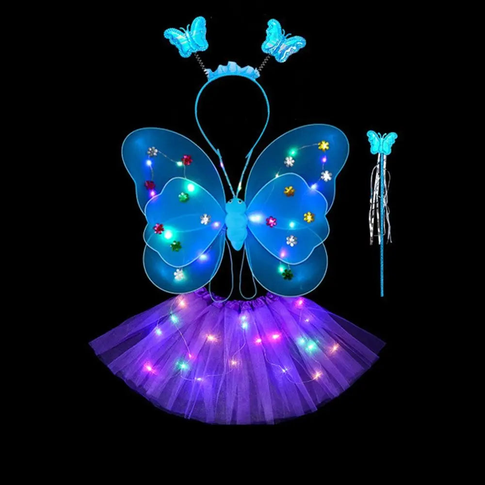 Up Lights Suit 2-8year Butterfly Wings Girls Skirts Flashing Butterfly Skirt LED Children Costume Props Angel Luminous Wings
