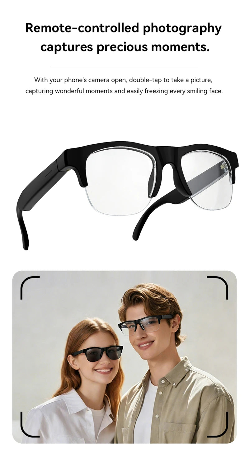 AI Smart Glasses 800W Pixel 4K HD Camera Remote Control Touch Voice Translation Bluetooth Call Video Recording Music Sunglasses