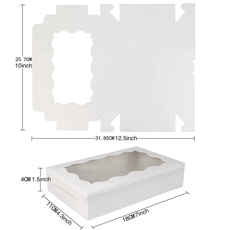 10/20Pcs Kraft Paper Cake Candy Boxes Rectangle Open Window Wedding Jewelry Chocolate Gift Packaging Boxes Baking Party Supplies