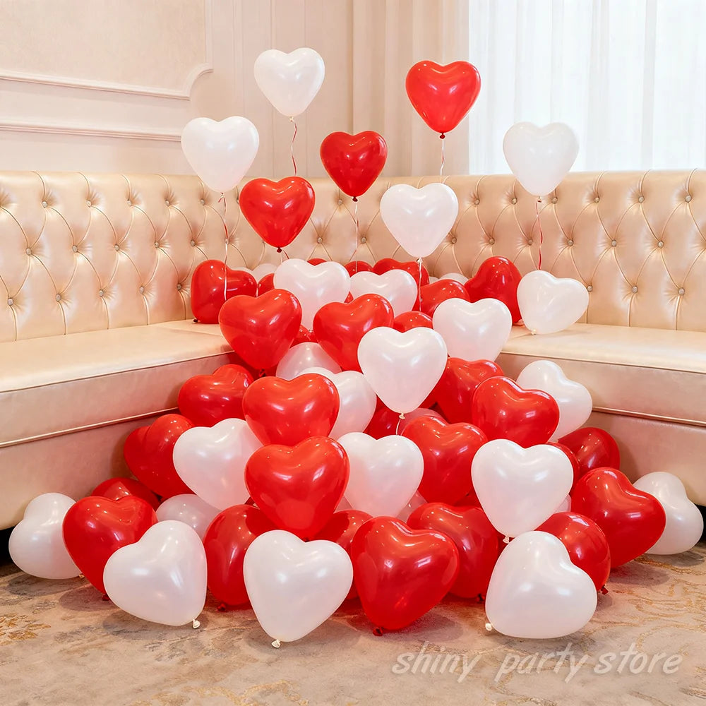 10/20/50pcs 10inch Heart Shaped Balloons Love Latex Helium Balloon Baby Anniversary Birthday Wedding Valentine's Day Engagement