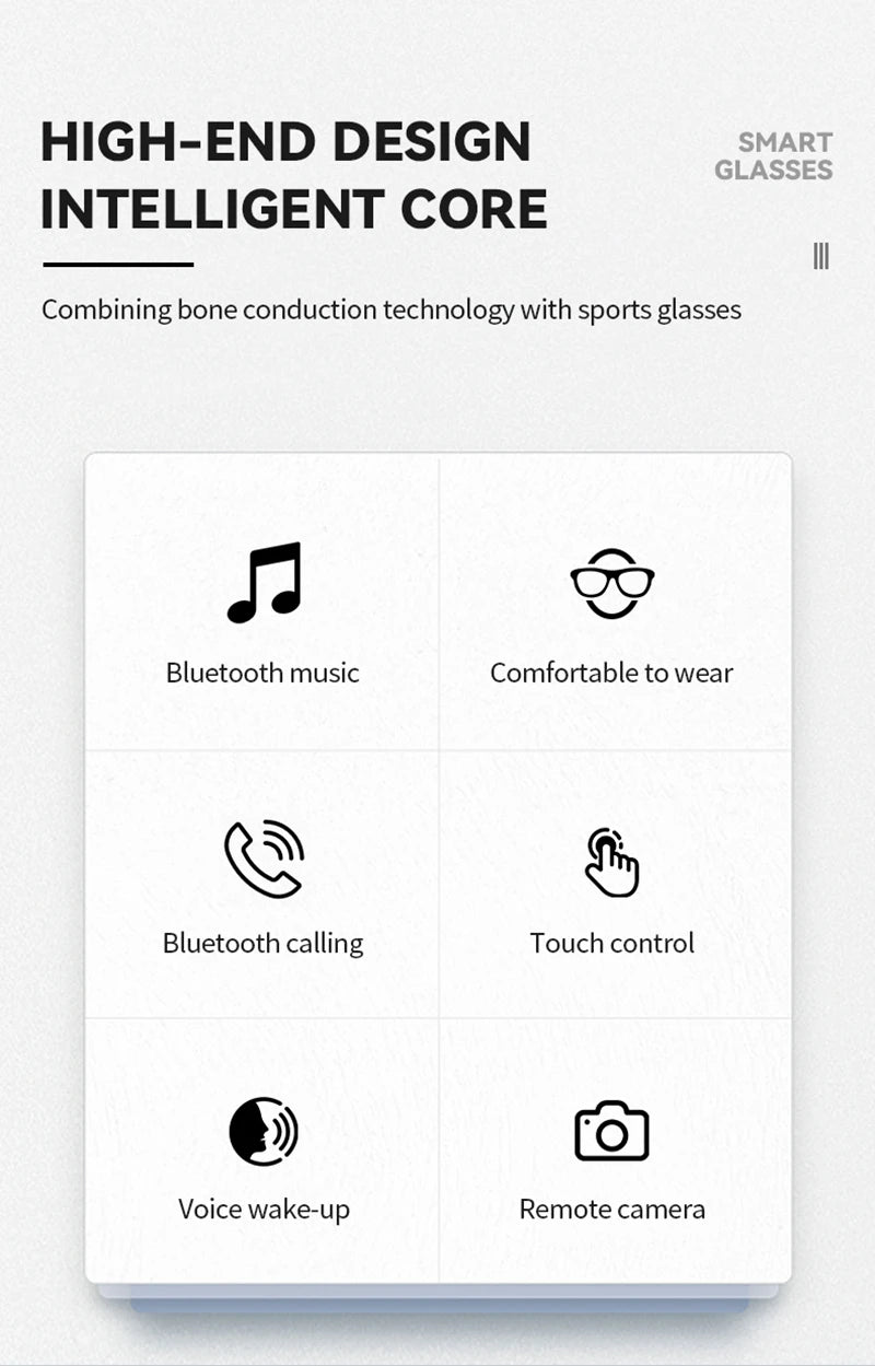 AI Smart Glasses 800W Pixel 4K HD Camera Remote Control Touch Voice Translation Bluetooth Call Video Recording Music Sunglasses