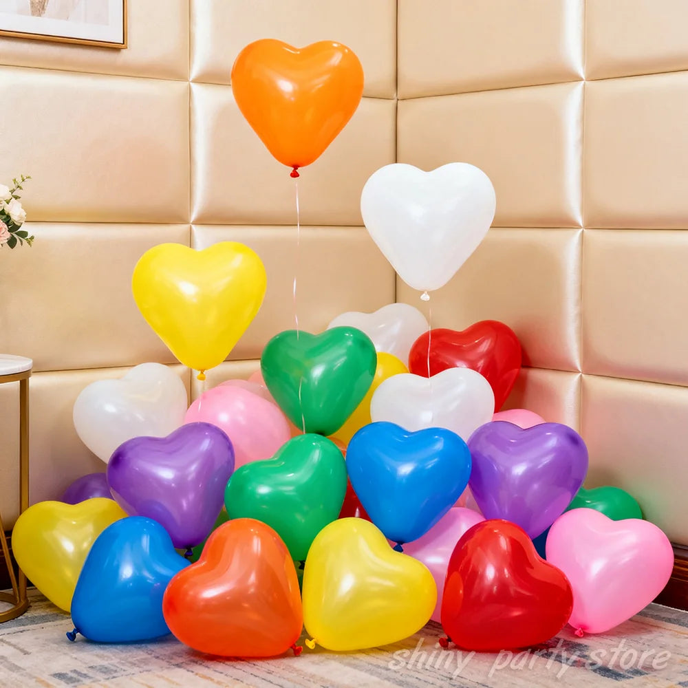 10/20/50pcs 10inch Heart Shaped Balloons Love Latex Helium Balloon Baby Anniversary Birthday Wedding Valentine's Day Engagement
