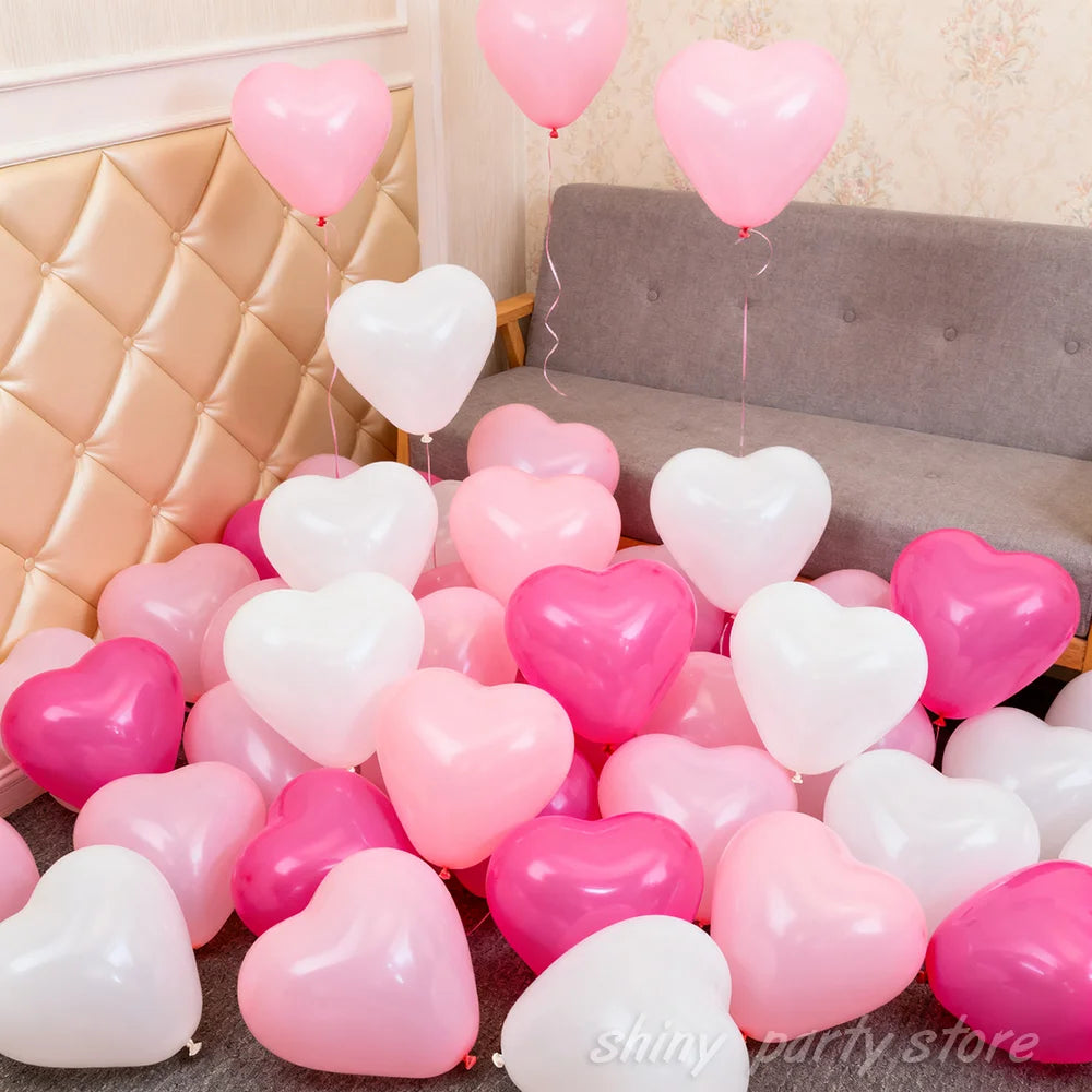 10/20/50pcs 10inch Heart Shaped Balloons Love Latex Helium Balloon Baby Anniversary Birthday Wedding Valentine's Day Engagement