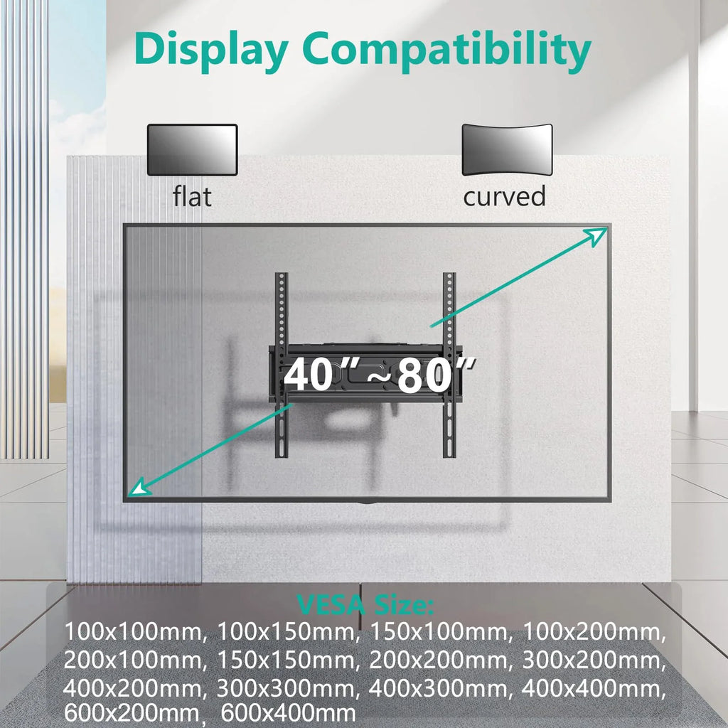 BEISHI TV Wall Mount Bracket for 40-80 Inch LED, LCD, OLED Flat Curved TVs TV Mount with Dual Swivel Arm Extend Tilting Rotation