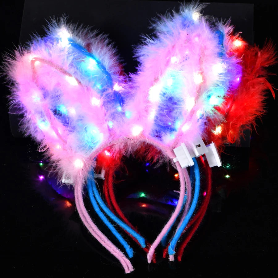 10/20/30 pcs PARTY ,EVENTS Led Glow Cat Bunny Ear Horn Hairbands Light Up Flash Headband Women Girl LED Neon Birthday Wedding Party Supplies