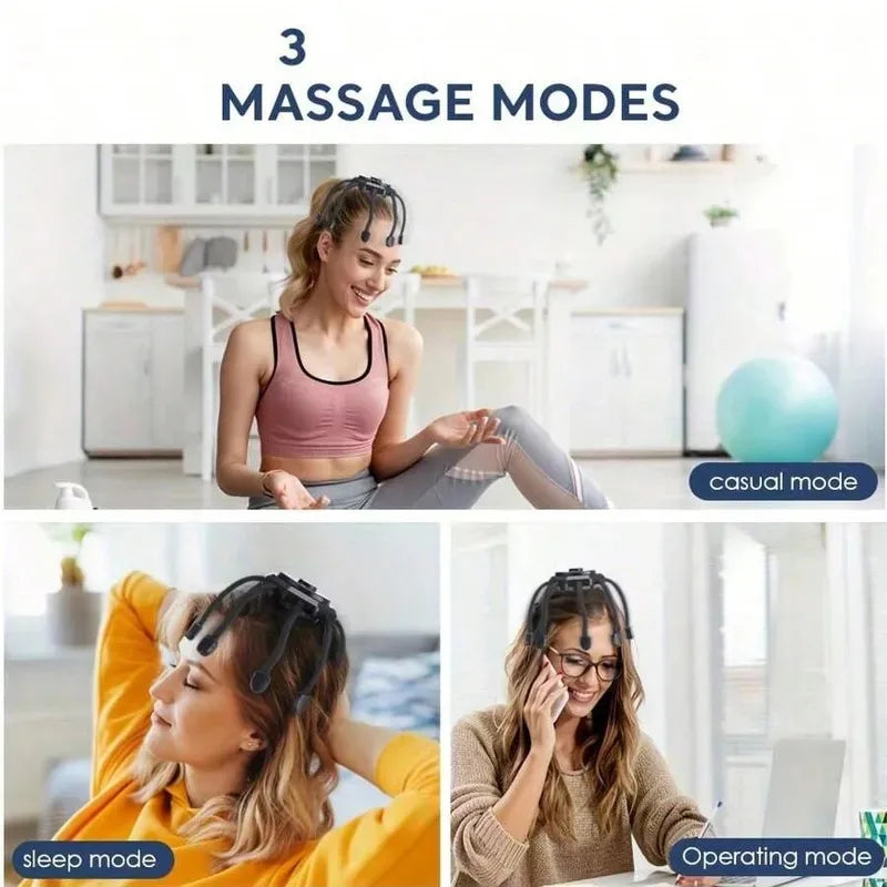 Cordless Electric Scalp Massager,360 Degree Head Massager With 8 Finger Tips, Deep Relaxing And Stress Relief, Holiday Gift