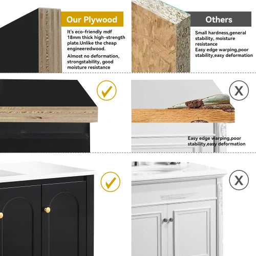 A 48 inch wide black bathroom vanity, a cabinet with 4 sliding doors and 2 drawers (excluding ceramic basin)